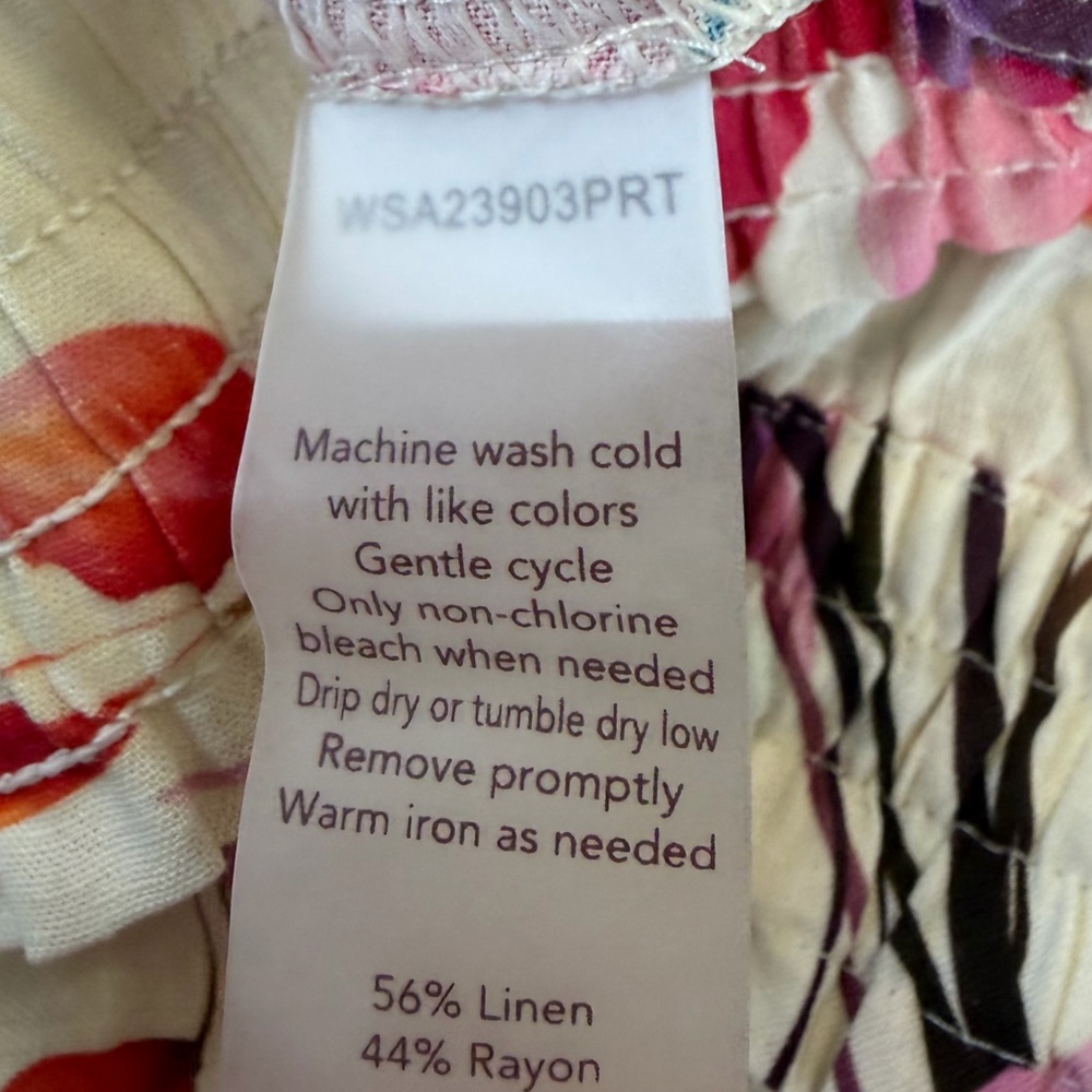 Calia Linen Blend Wide Leg Cover Up Pants Abstract Floral Print Size Large - Picture 6 of 8